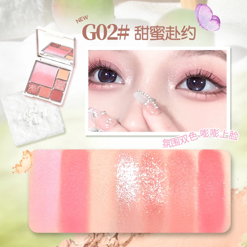 Gogotales Velvet Matte Blush & Eyeshadow Palette 14g