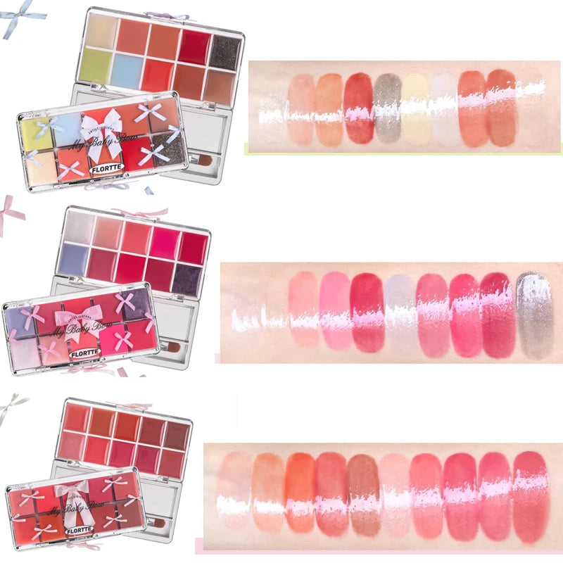 FLORTTE Peng Peng Princess Set Lip Cream & Lip Gloss 3 Palette
