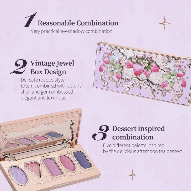 Flower Knows Strawberry Rococo Pressed Glitter Eyeshadow Palette 15g