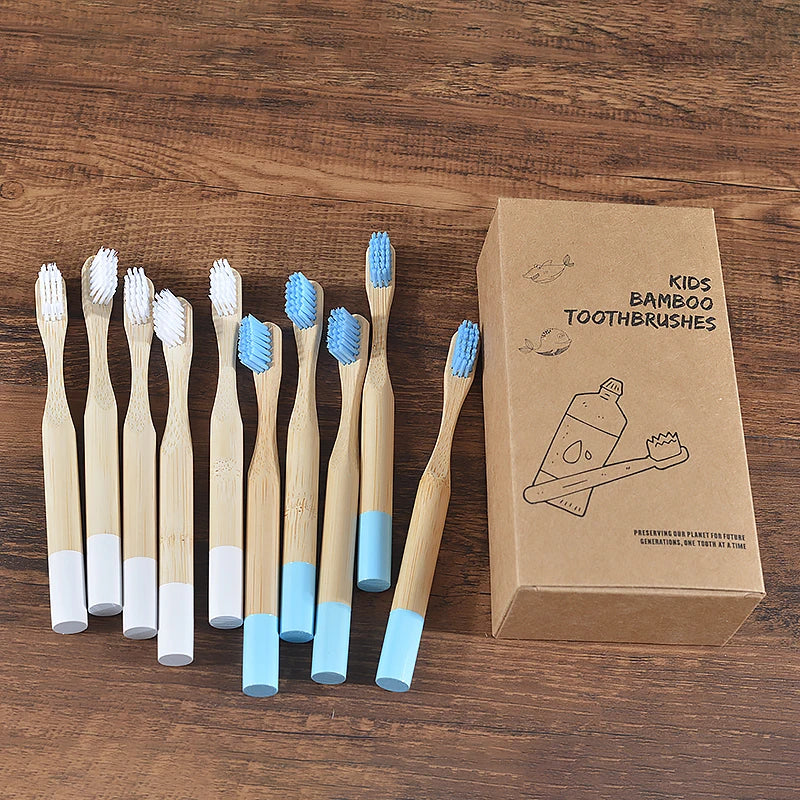 Set 10 Spazzolini per Bambini in Bambù – Multicolore, Eco & Biodegradabili
