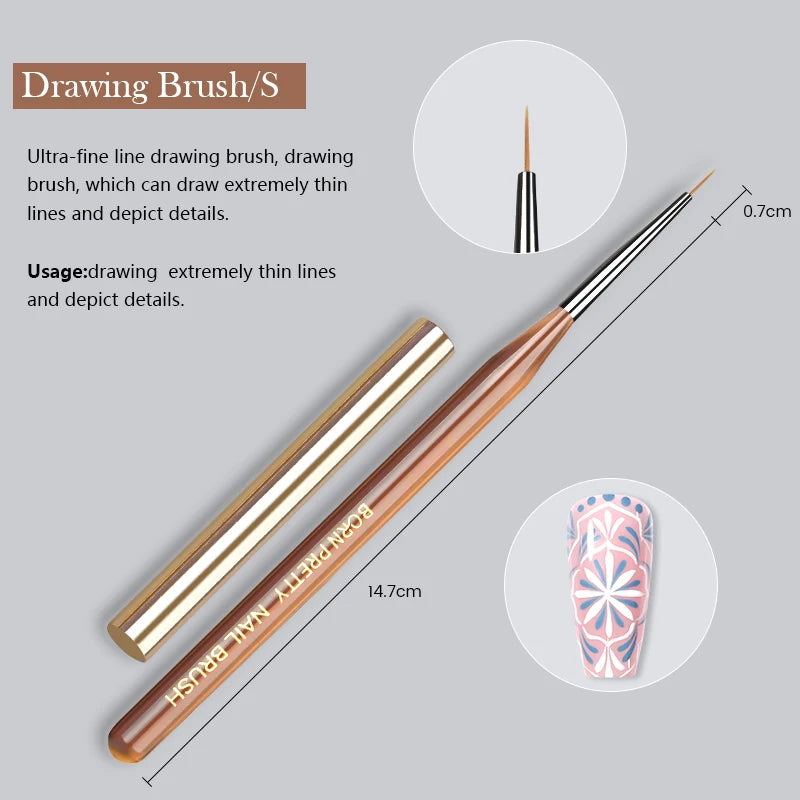 Born Pretty Nail Art Brush – Pennello per Decorazioni Unghie (1 Pezzo)