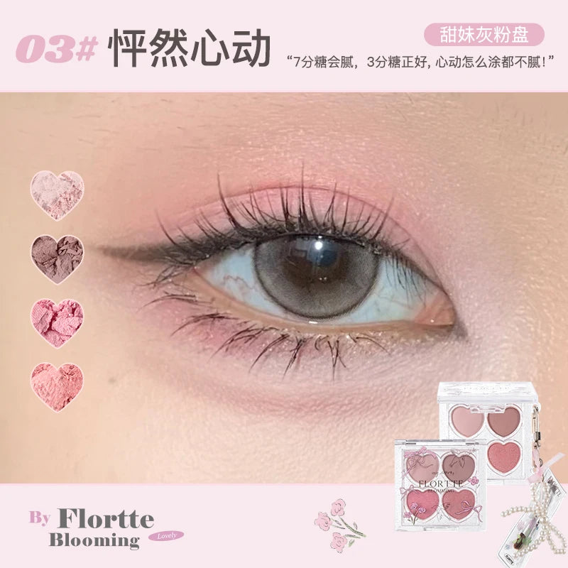 FLORTTE Love Yourself Palette Ombretti 4 Colori + Pennellini 50g