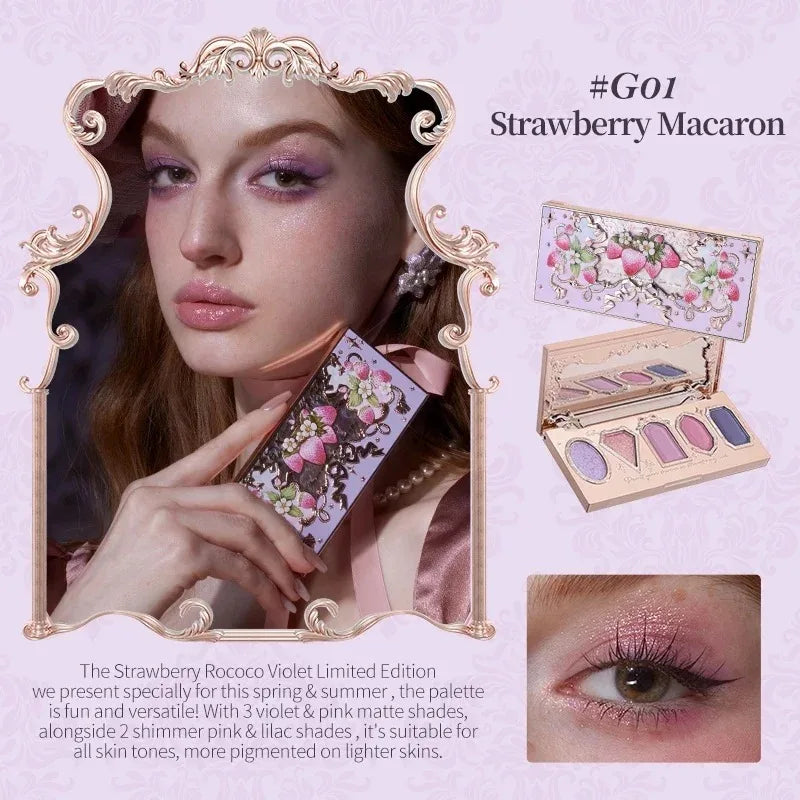 Flower Knows Strawberry Rococo Pressed Glitter Eyeshadow Palette 15g