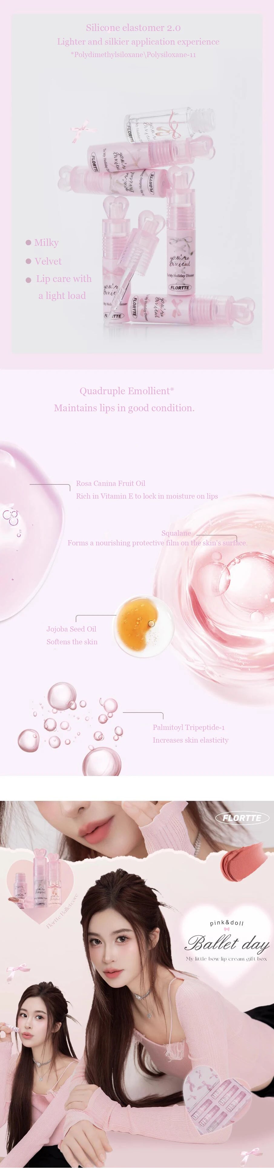 FLORTTE Little Bow Collection Creamy Matte Lip Cream 2.2g