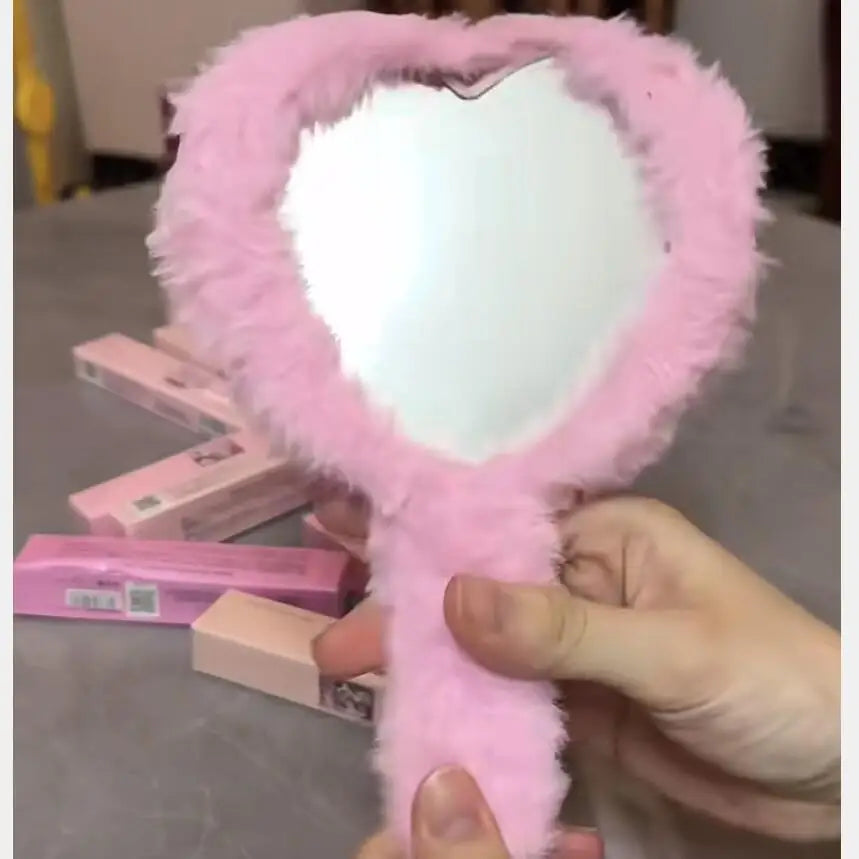 FLORTTE Plush Love Makeup Handle Mirror
