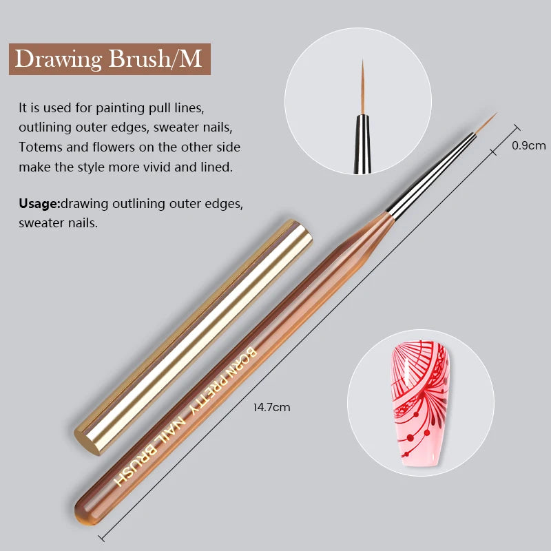 Born Pretty Nail Art Brush – Pennello per Decorazioni Unghie (1 Pezzo)