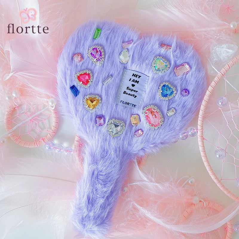 FLORTTE Plush Love Makeup Handle Mirror