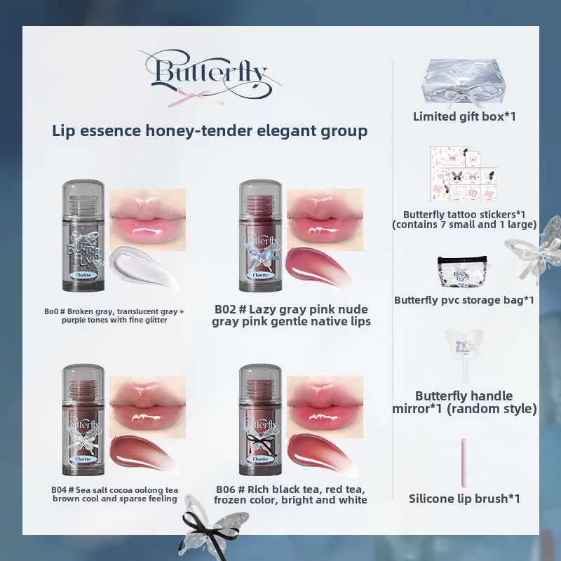FLORTTE Butterfly Series – Lip Essence Lip Gloss Set