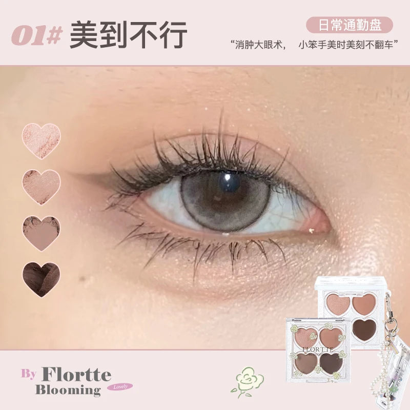 FLORTTE Love Yourself Palette Ombretti 4 Colori + Pennellini 50g