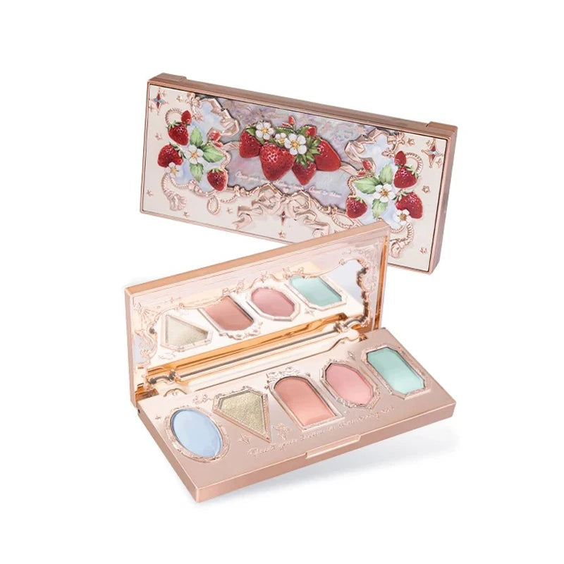 Flower Knows Strawberry Rococo Pressed Glitter Eyeshadow Palette 15g