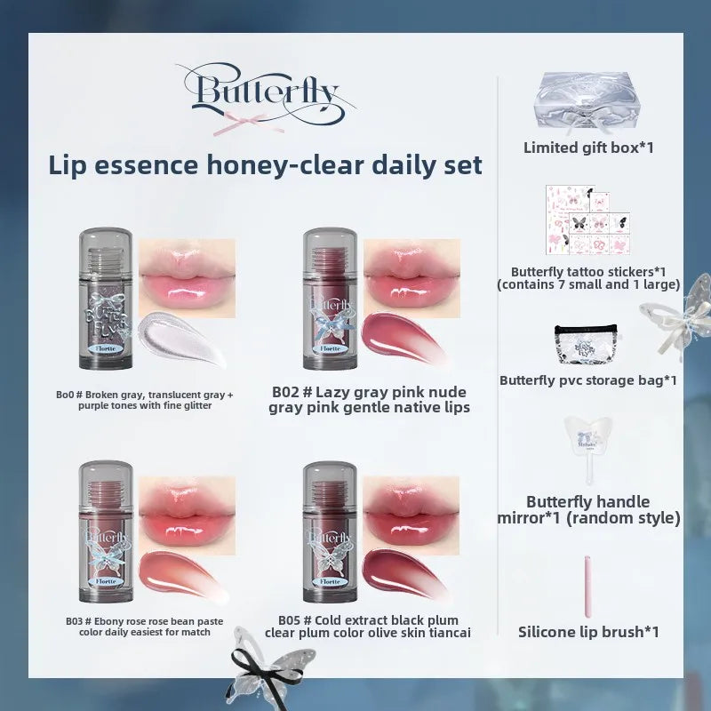 FLORTTE Butterfly Series – Lip Essence Lip Gloss Set