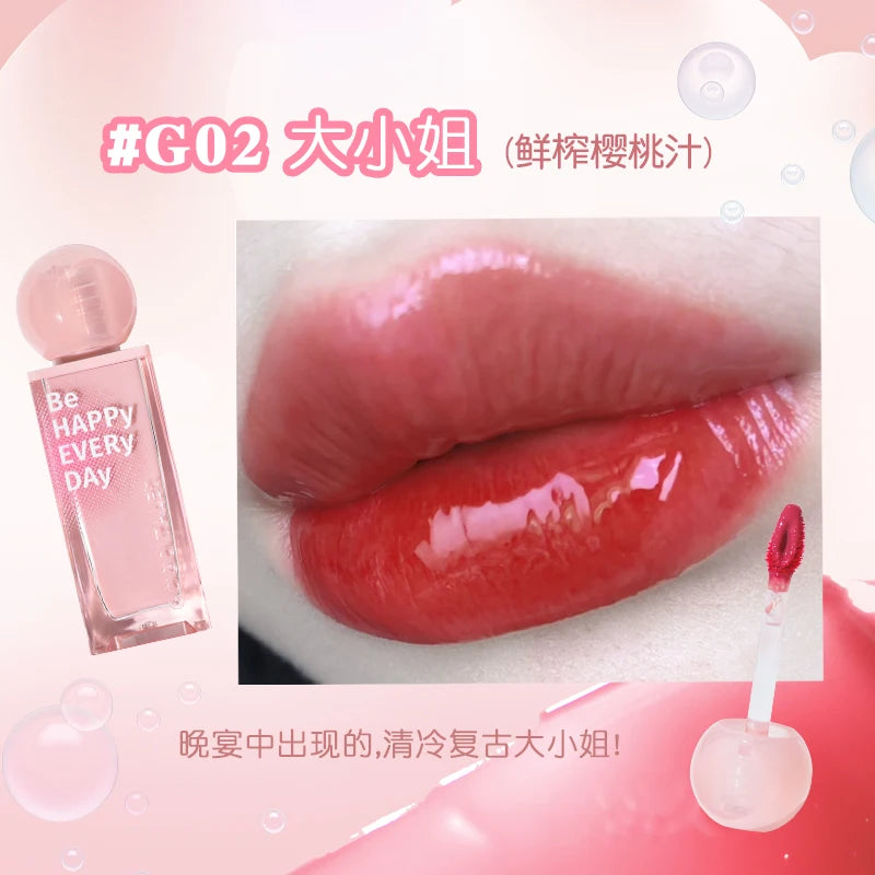 Gogotales Small Pink Ball Water Gloss Mirror Lip Glaze 3.8g