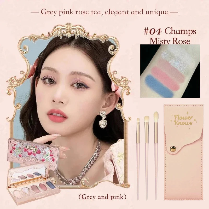 Flower Knows Strawberry Rococo Pressed Glitter Eyeshadow Palette 15g