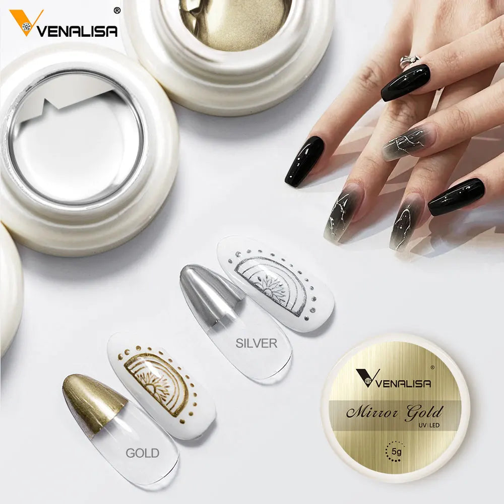 Venalisa UV Metallic Gel 5ml – Effetto Specchio Argento e Oro
