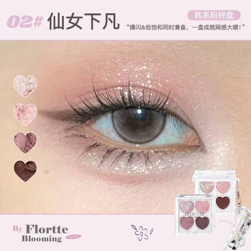 FLORTTE Love Yourself Palette Ombretti 4 Colori + Pennellini 50g
