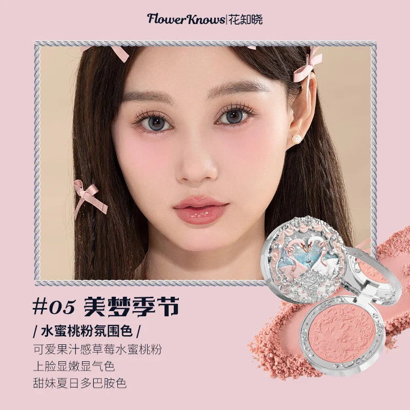 Flower Knows Swan Ballet Velvet Embossed Blush 5g