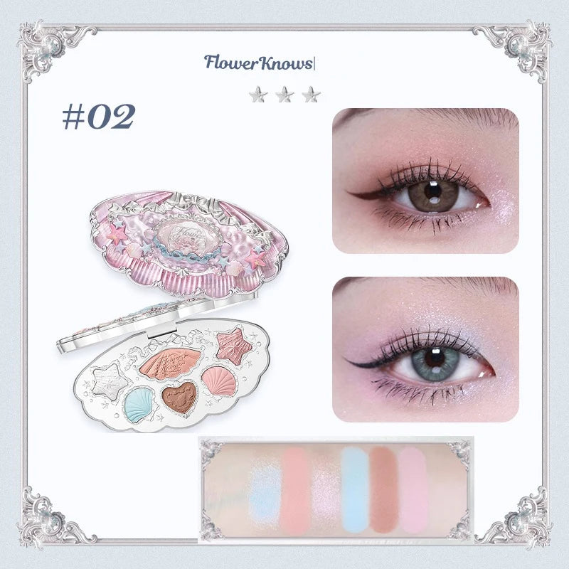 Flower Knows Shell Pearl Six Color Eyeshadow 6.5g