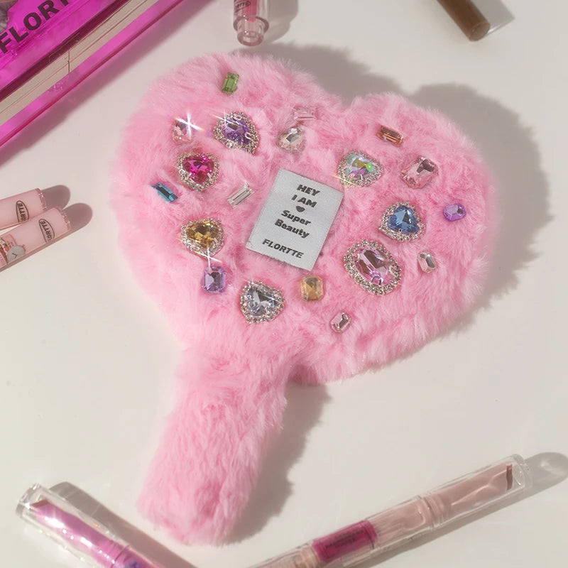 FLORTTE Plush Love Makeup Handle Mirror