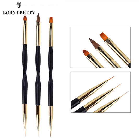 Born Pretty Set 3 Pennelli doppia punta