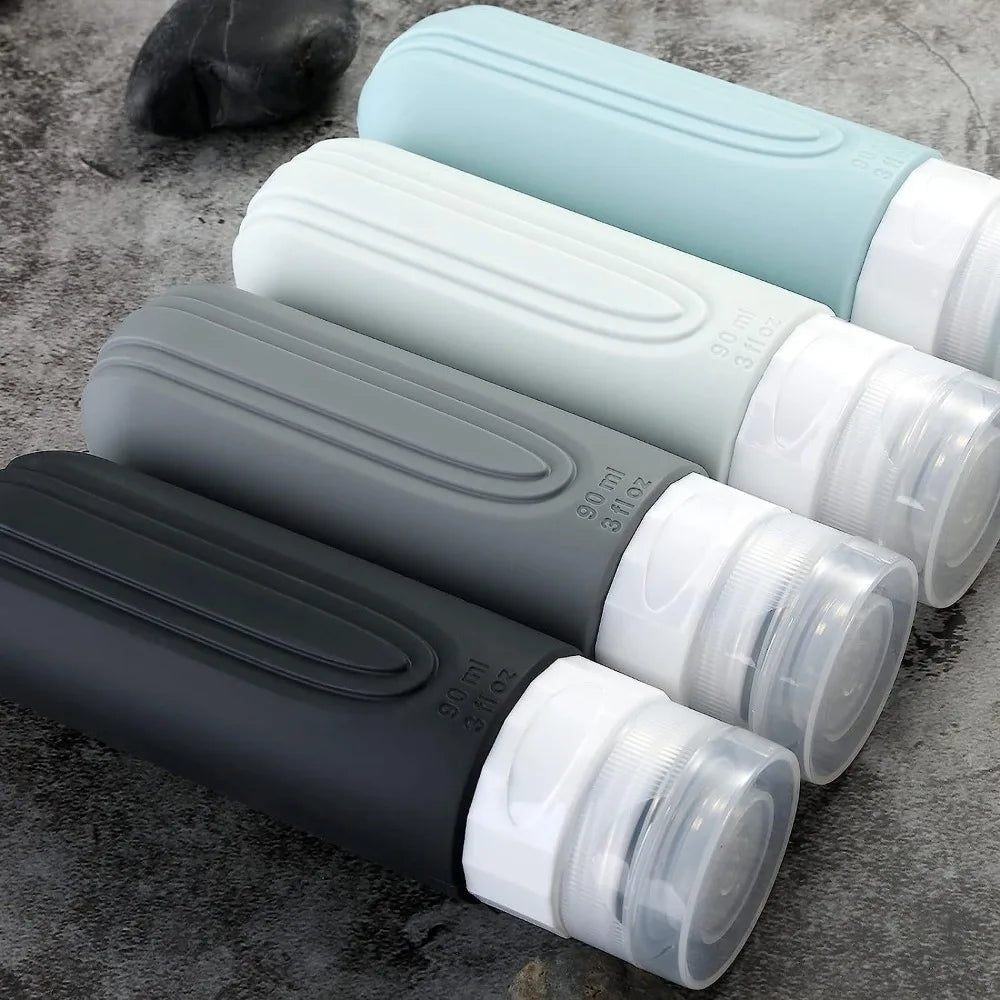 Set Flaconi da Viaggio in Silicone – 90ml + Pochette Trasparente