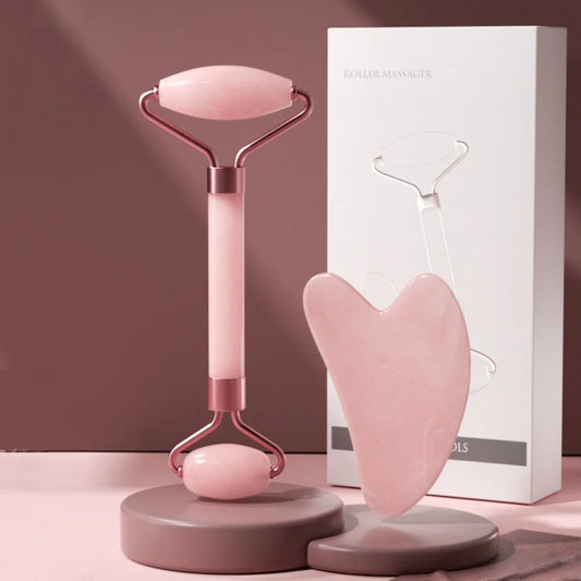 Face Roller & Guasha Duo in Resina – Set da 2 Pezzi