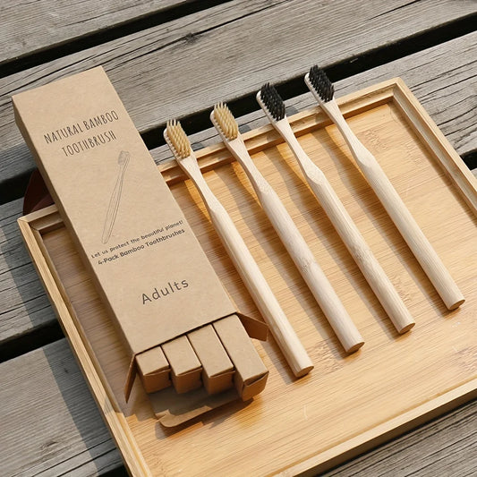 Set 4 Spazzolini in Bambù – Setole Ultra Morbide per Denti Sensibili