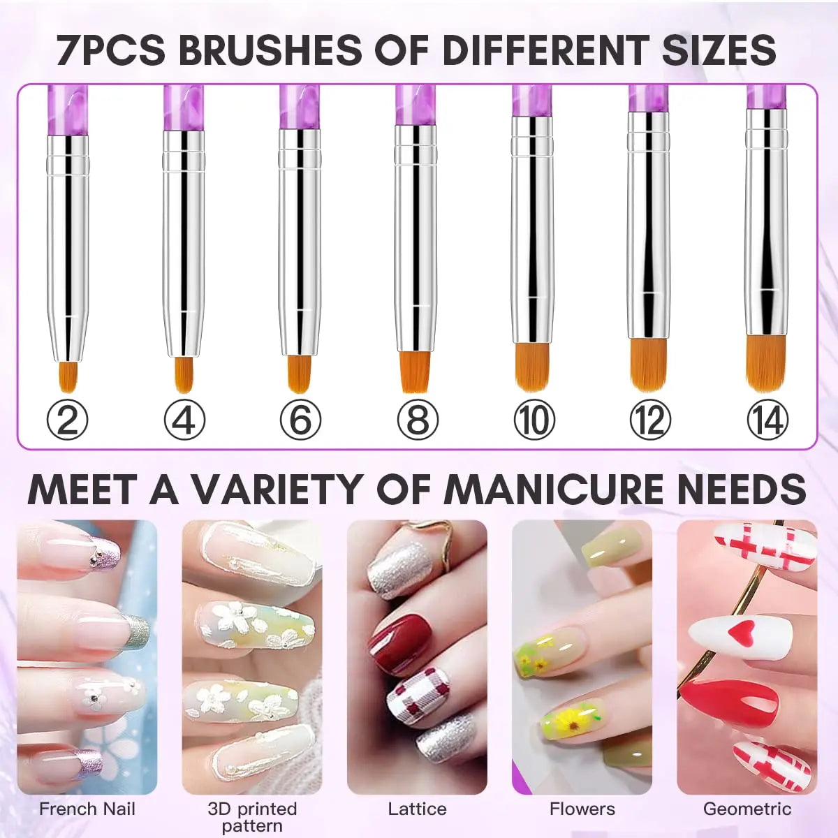 Makartt Set 7 Pennelli Nail Art Professionali