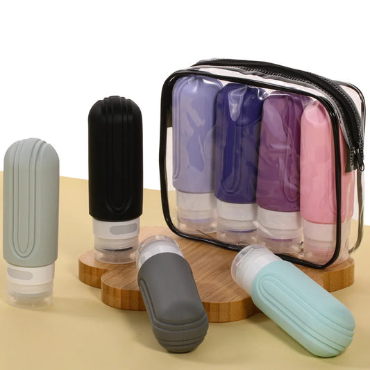 Set Flaconi da Viaggio in Silicone – 90ml + Pochette Trasparente