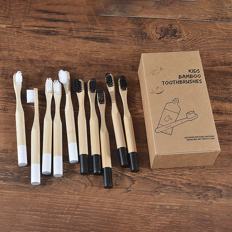 Set 10 Spazzolini per Bambini in Bambù – Multicolore, Eco & Biodegradabili