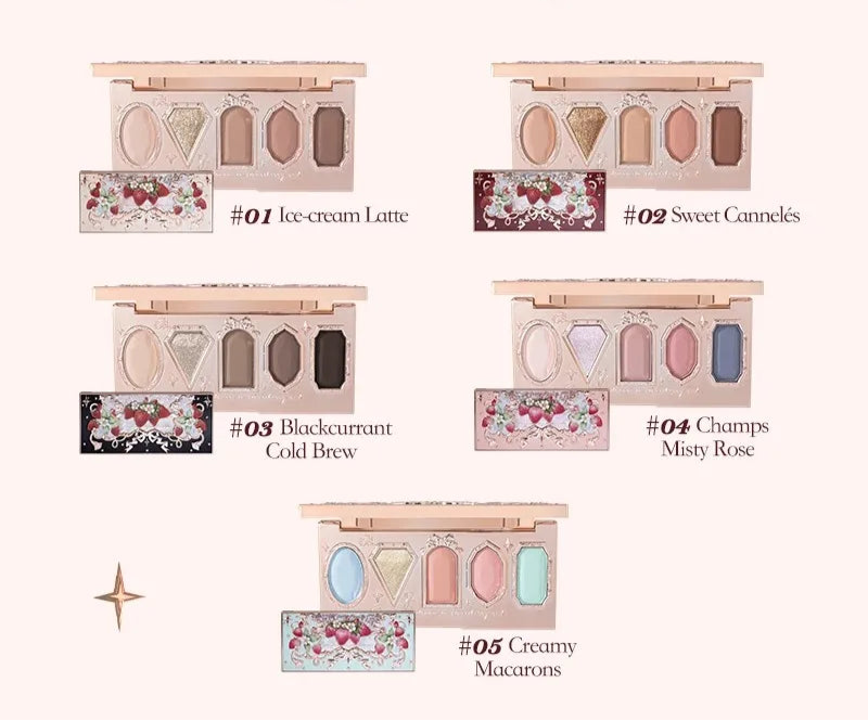 Flower Knows Strawberry Rococo Pressed Glitter Eyeshadow Palette 15g